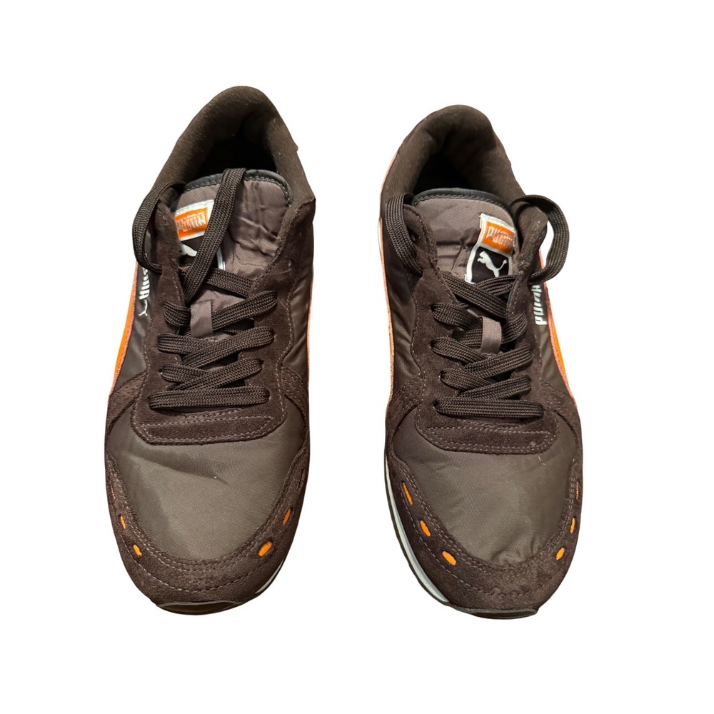 Puma Cabana Racer ll Brown Orange Suede Nylon Retro Sneakers‎ 347163-24 Womens 8